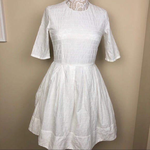 GAP Dresses & Skirts - Gap White Cotton Fit & Flare Eyelet Dress Sz 4